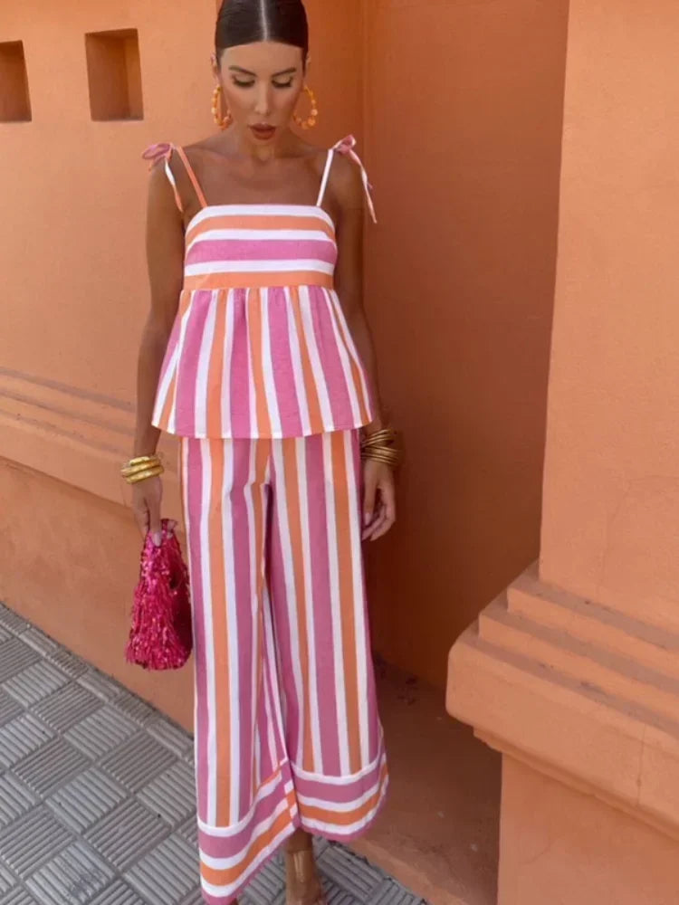 Hanne - Conjunto de pantalones estampados para el verano