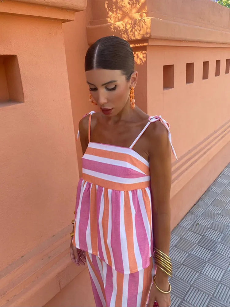 Hanne - Conjunto de pantalones estampados para el verano