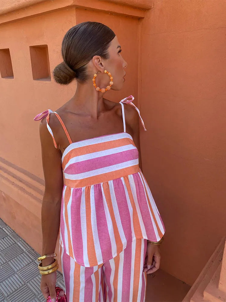 Hanne - Conjunto de pantalones estampados para el verano