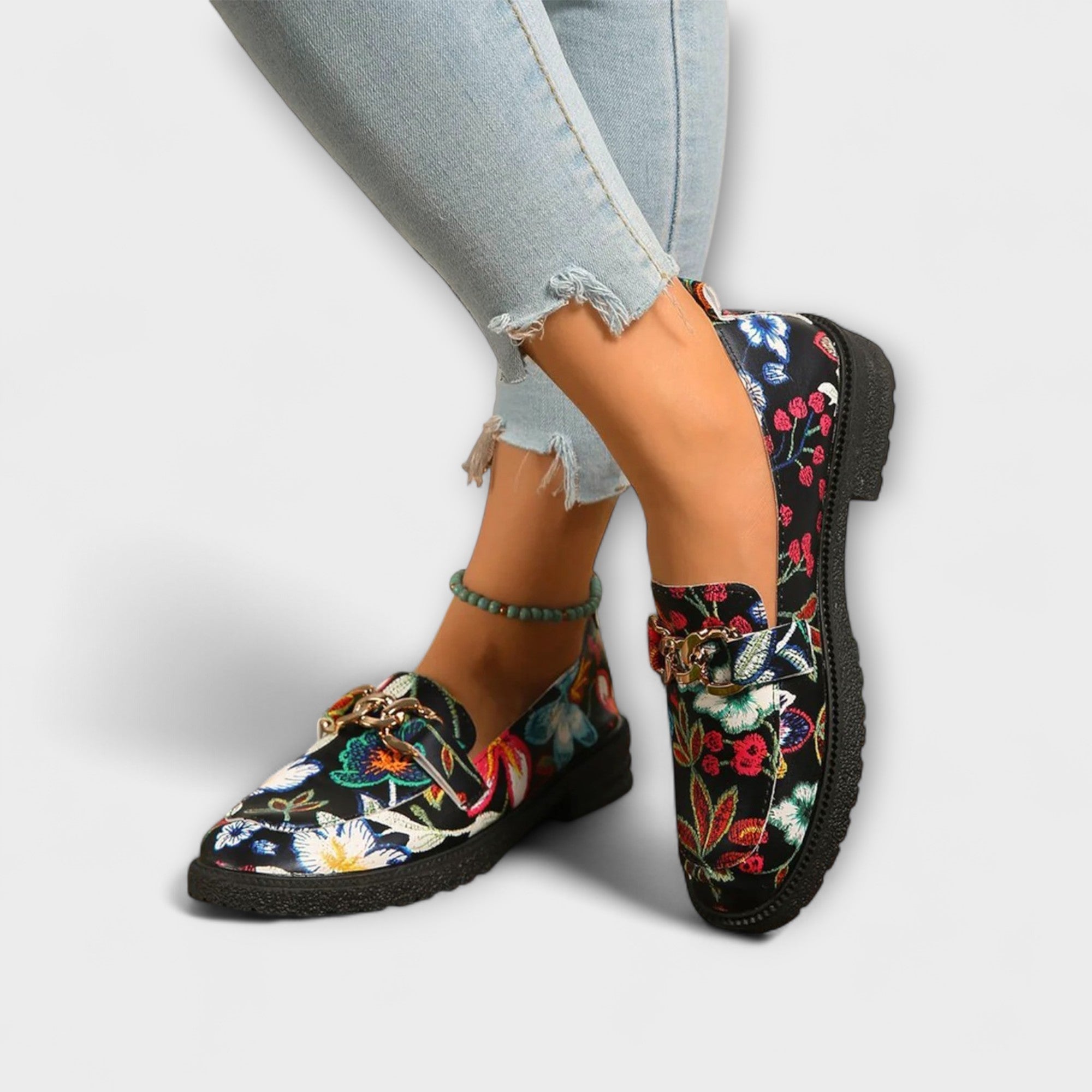 Orla – Mocasines Multicolores con Patrón de Flores