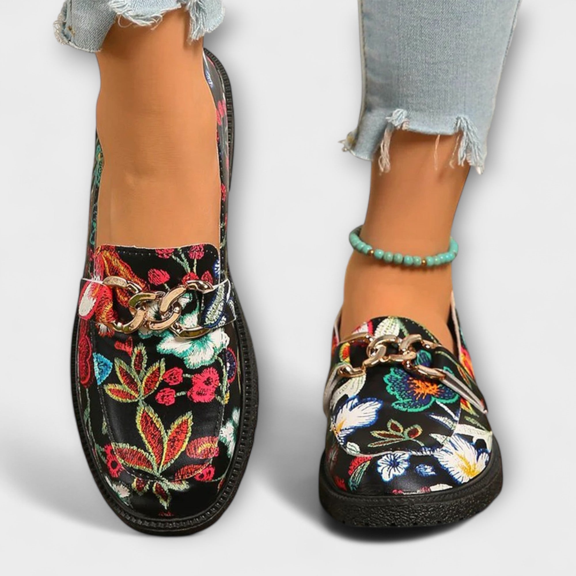Orla – Mocasines Multicolores con Patrón de Flores