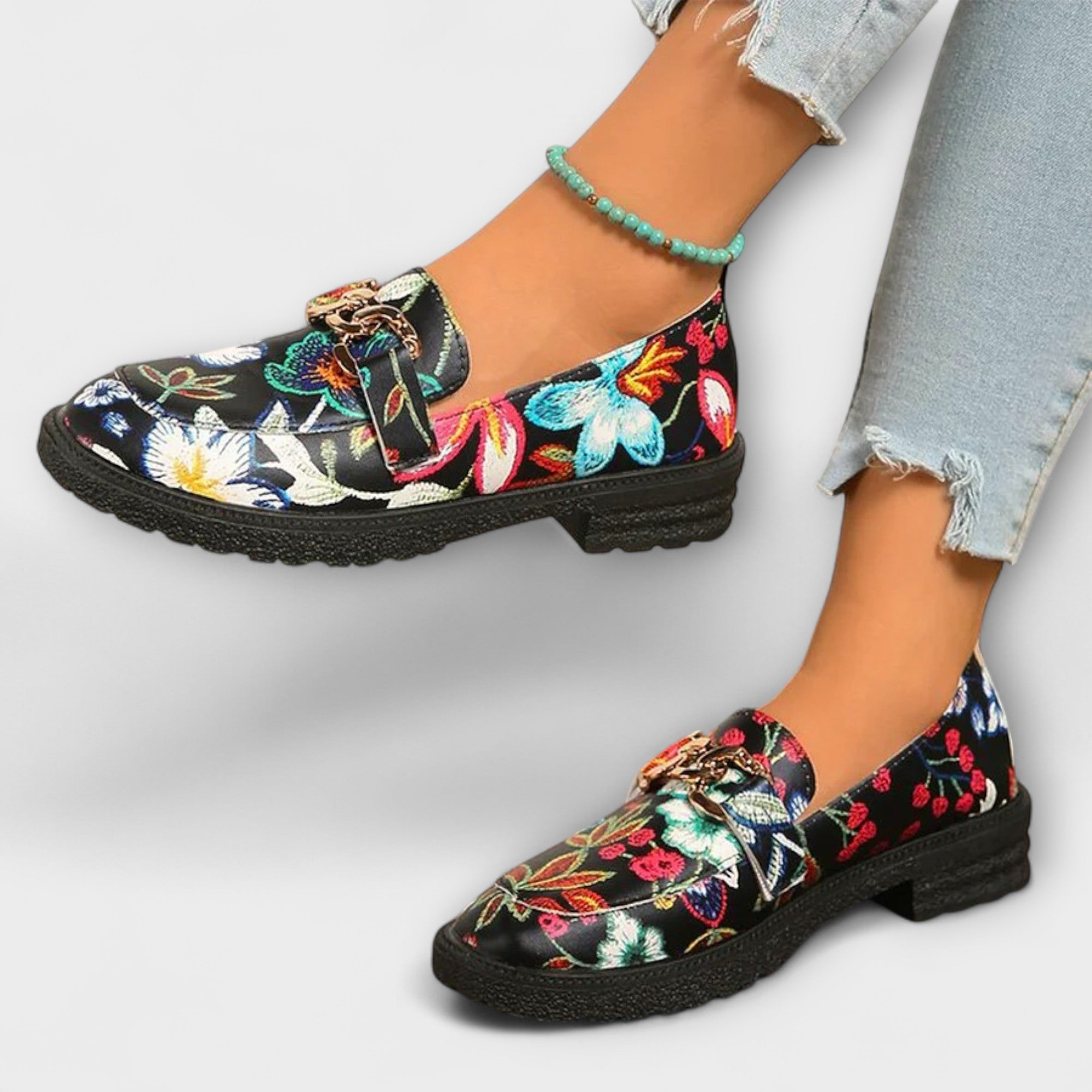 Orla – Mocasines Multicolores con Patrón de Flores